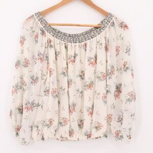 Max‎ Studio London Floral Sheer Chiffon Top Womens Business Casual Boho Size XS